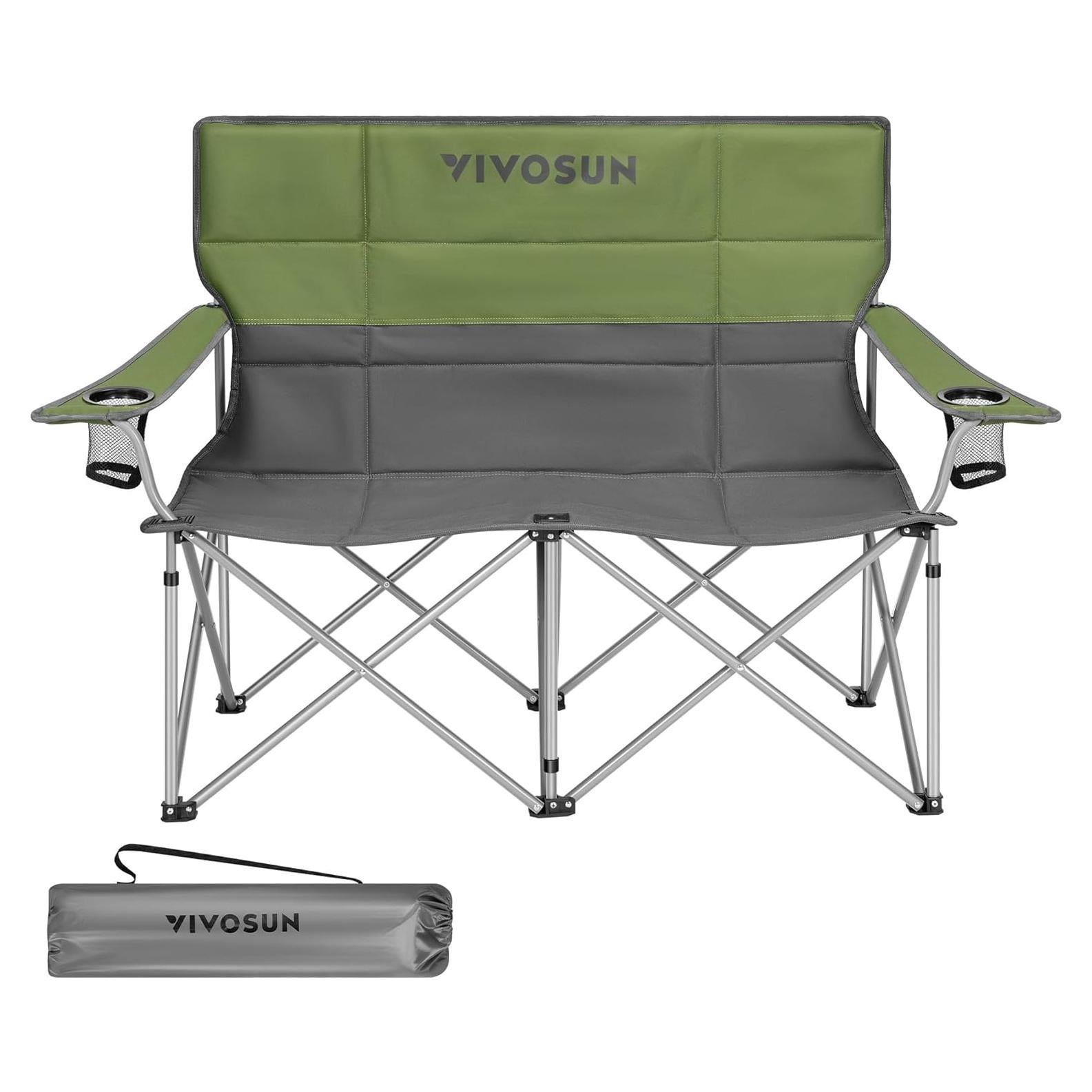 Silla de Camping Doble VIVOSUN DCC-003 Acolchada Verde-Gris