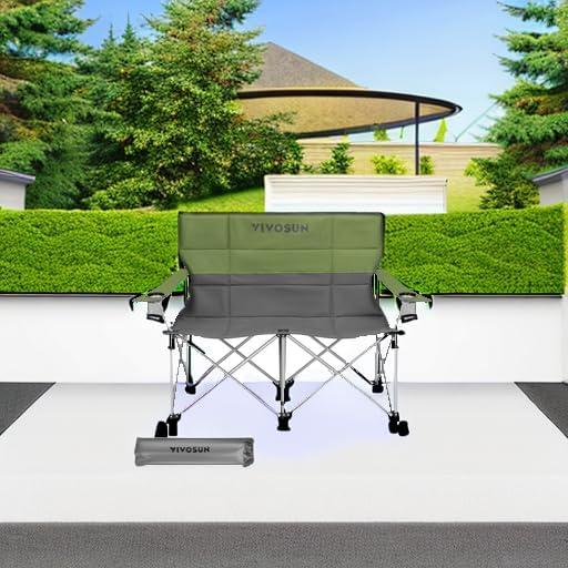 Silla de Camping Doble VIVOSUN DCC-003 Acolchada Verde-Gris