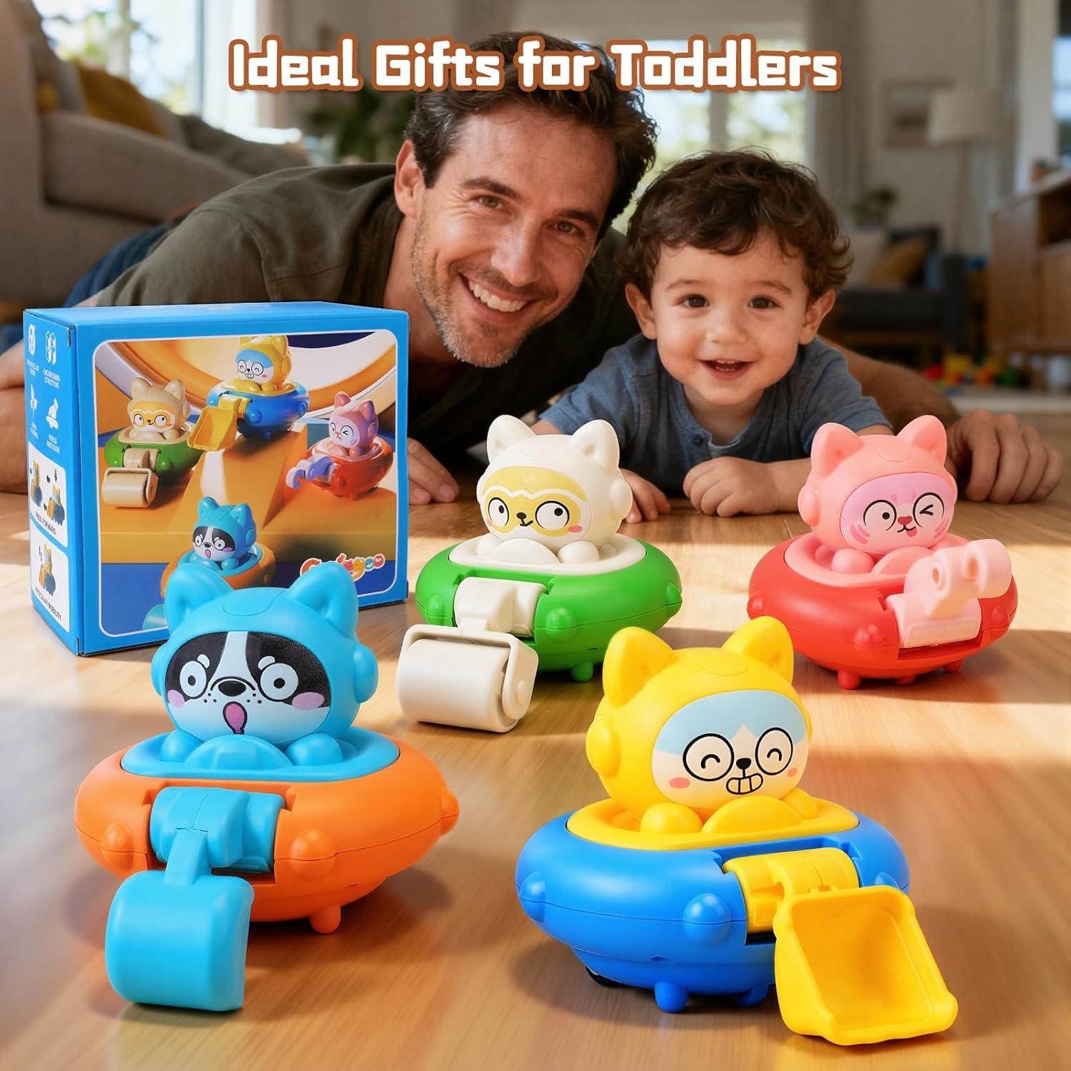 Set de Coches de Fricción YELUFT para Niños 18m+ - 4 Piezas