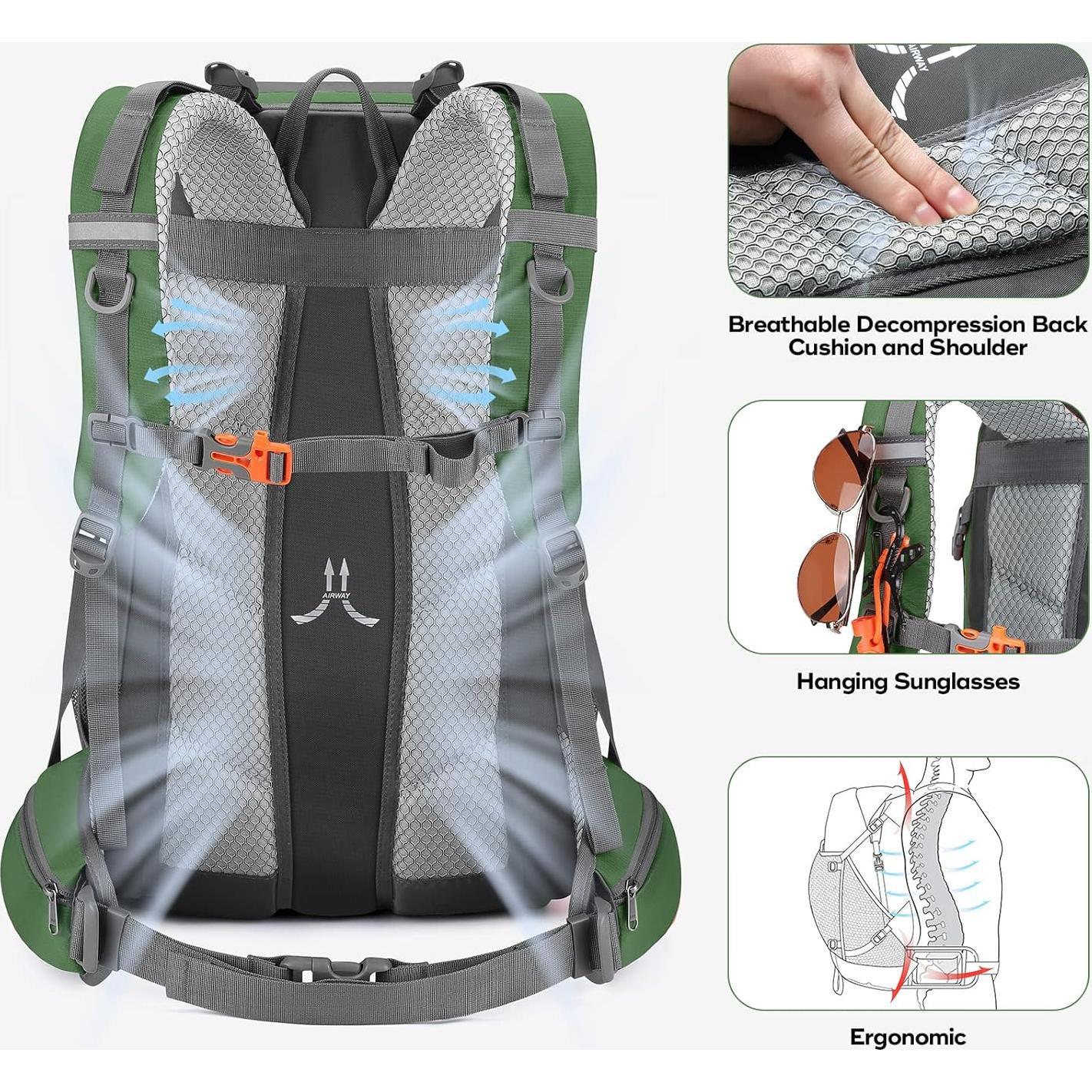 Mochila de Senderismo Maelstrom 40L Impermeable Verde