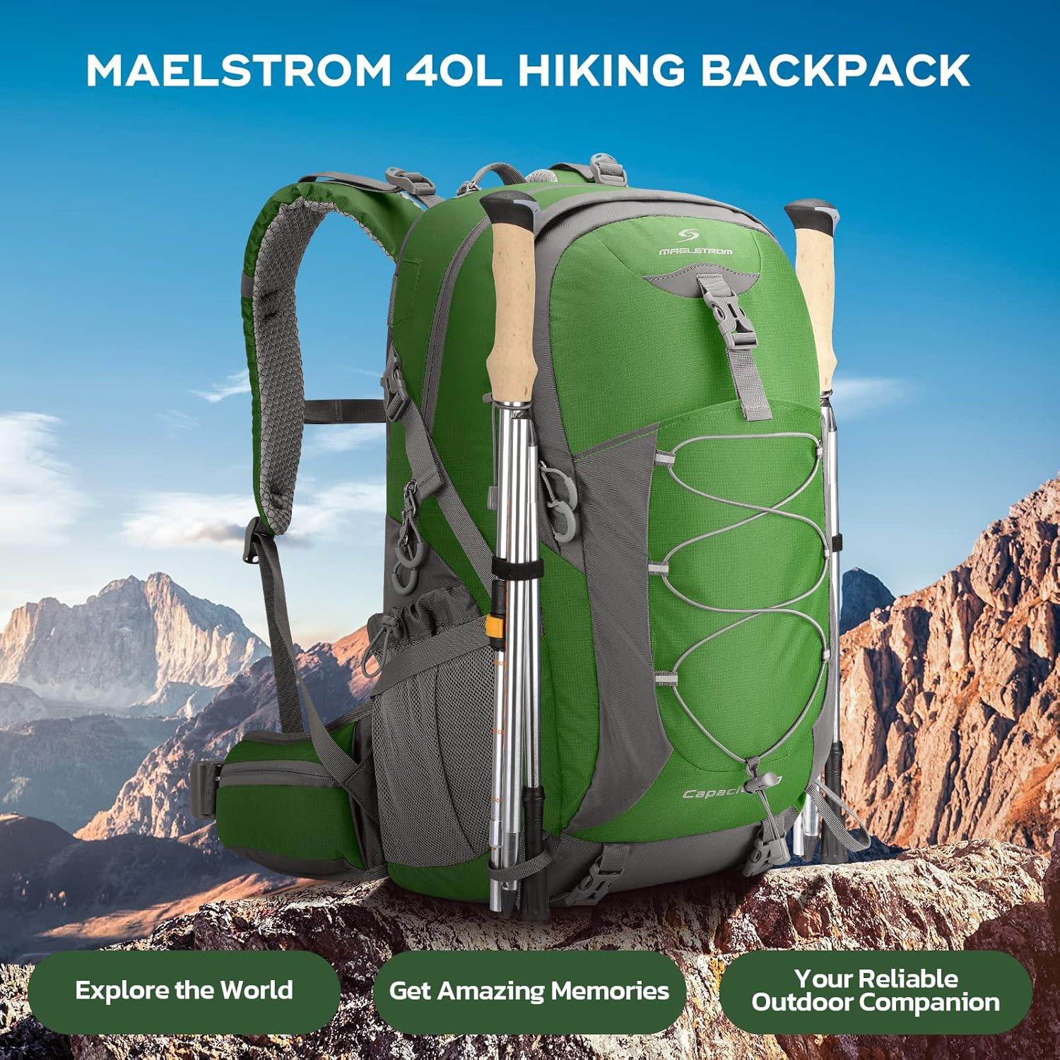 Mochila de Senderismo Maelstrom 40L Impermeable Verde