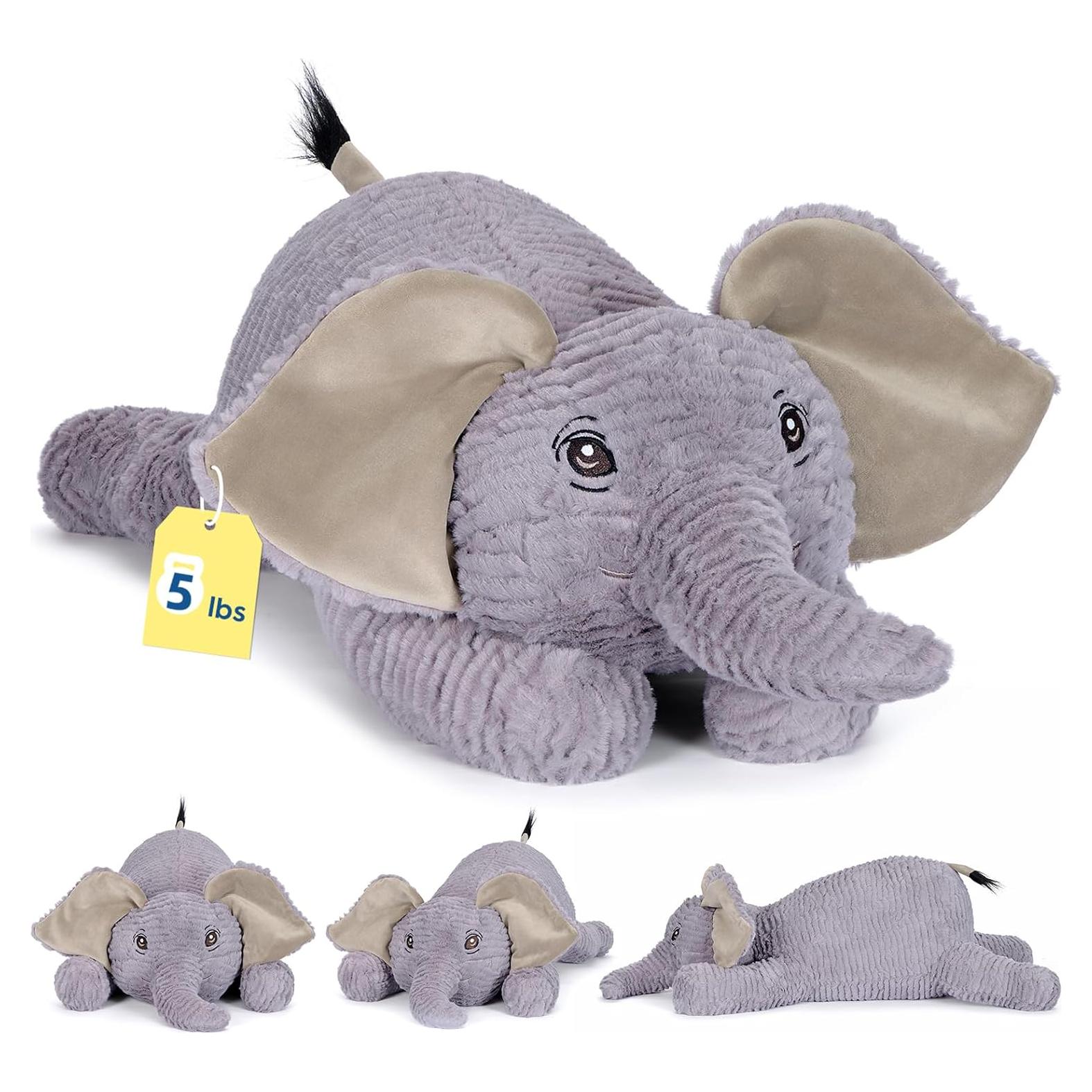 Elefante de Peluche GATO DURAZNO 65 cm 2.3 kg con Peso Realista