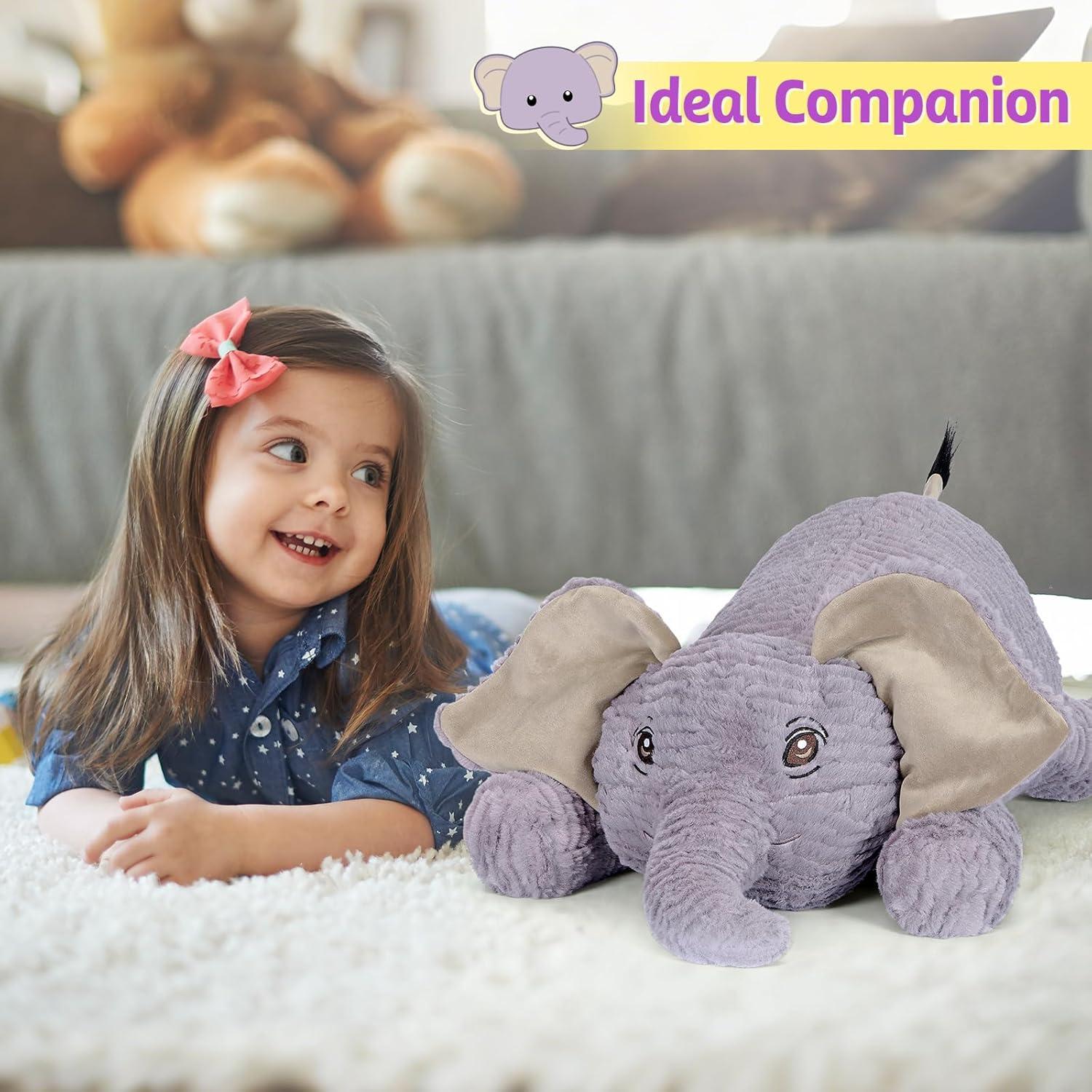 Elefante de Peluche GATO DURAZNO 65 cm 2.3 kg con Peso Realista