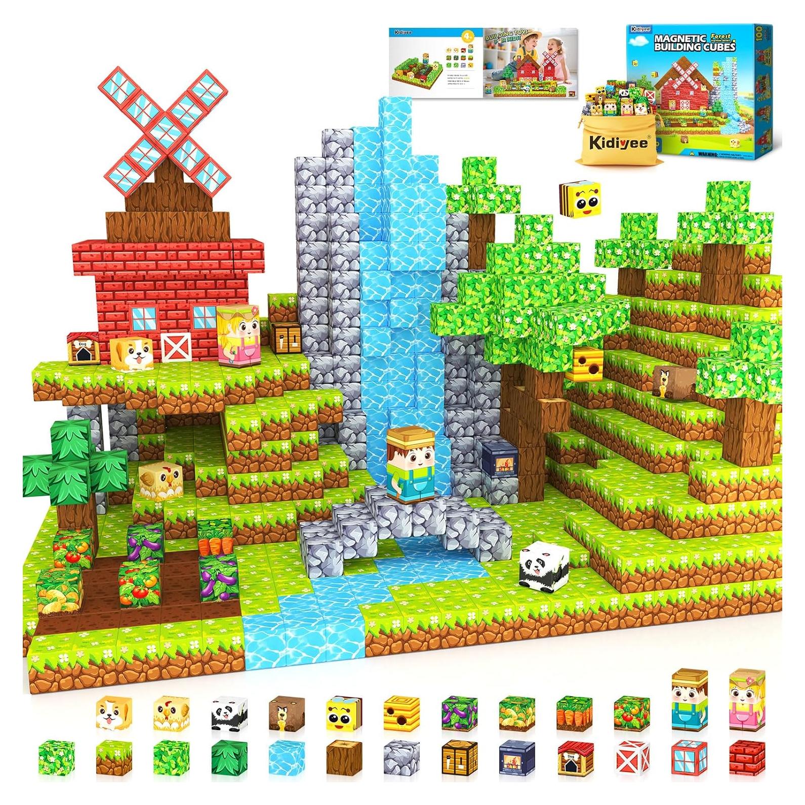 Bloques Magnéticos Kidiyee 100 Pcs Granja Forestal Juguetes STEM