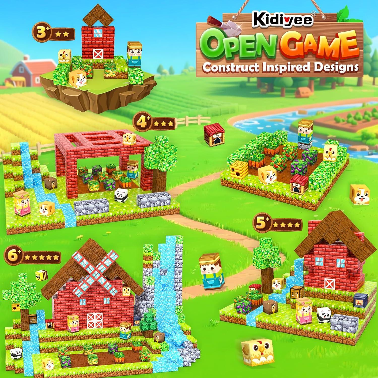 Bloques Magnéticos Kidiyee 100 Pcs Granja Forestal Juguetes STEM