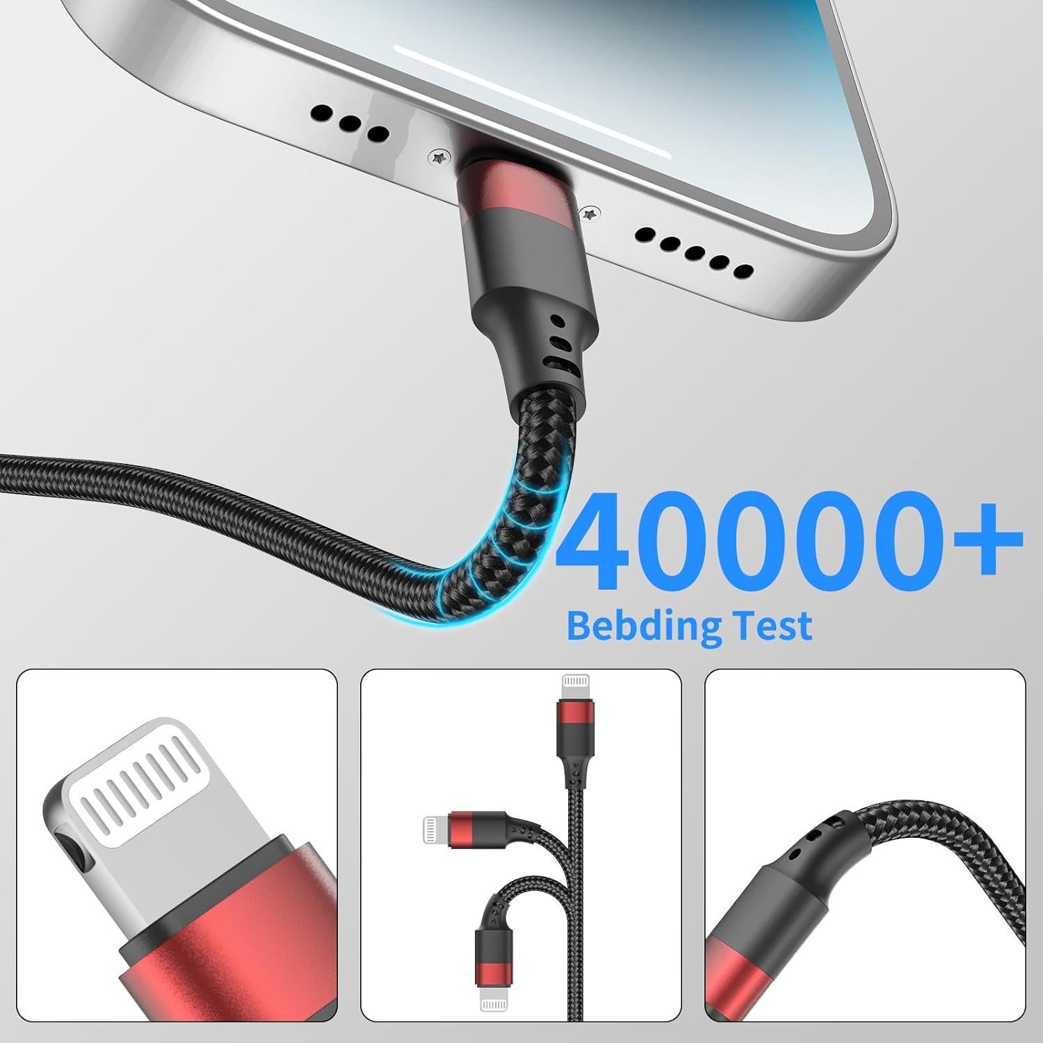 Cable USB C a Lightning 15 cm Bkduice - Paquete de 3 Cables MFi