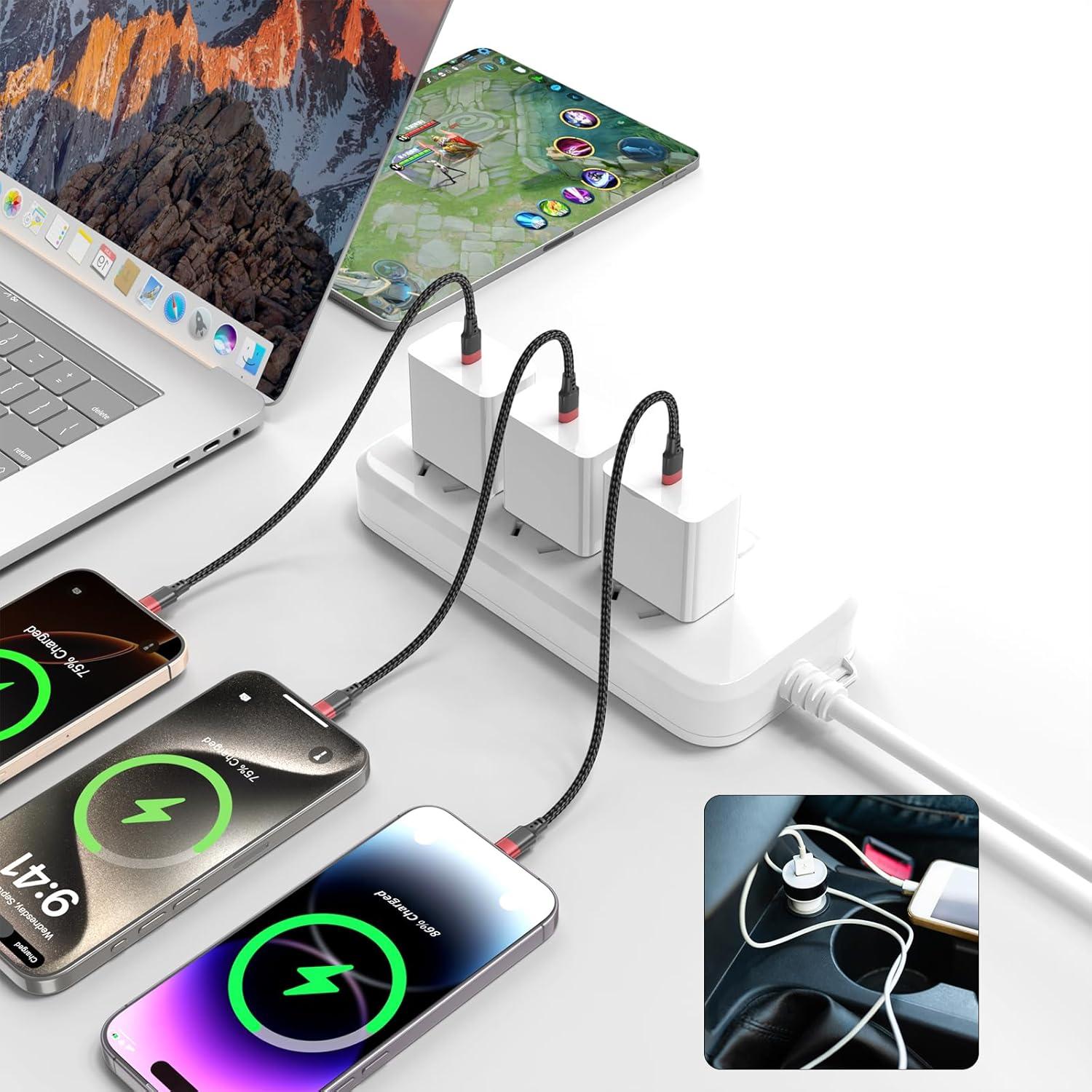 Cable USB C a Lightning 15 cm Bkduice - Paquete de 3 Cables MFi