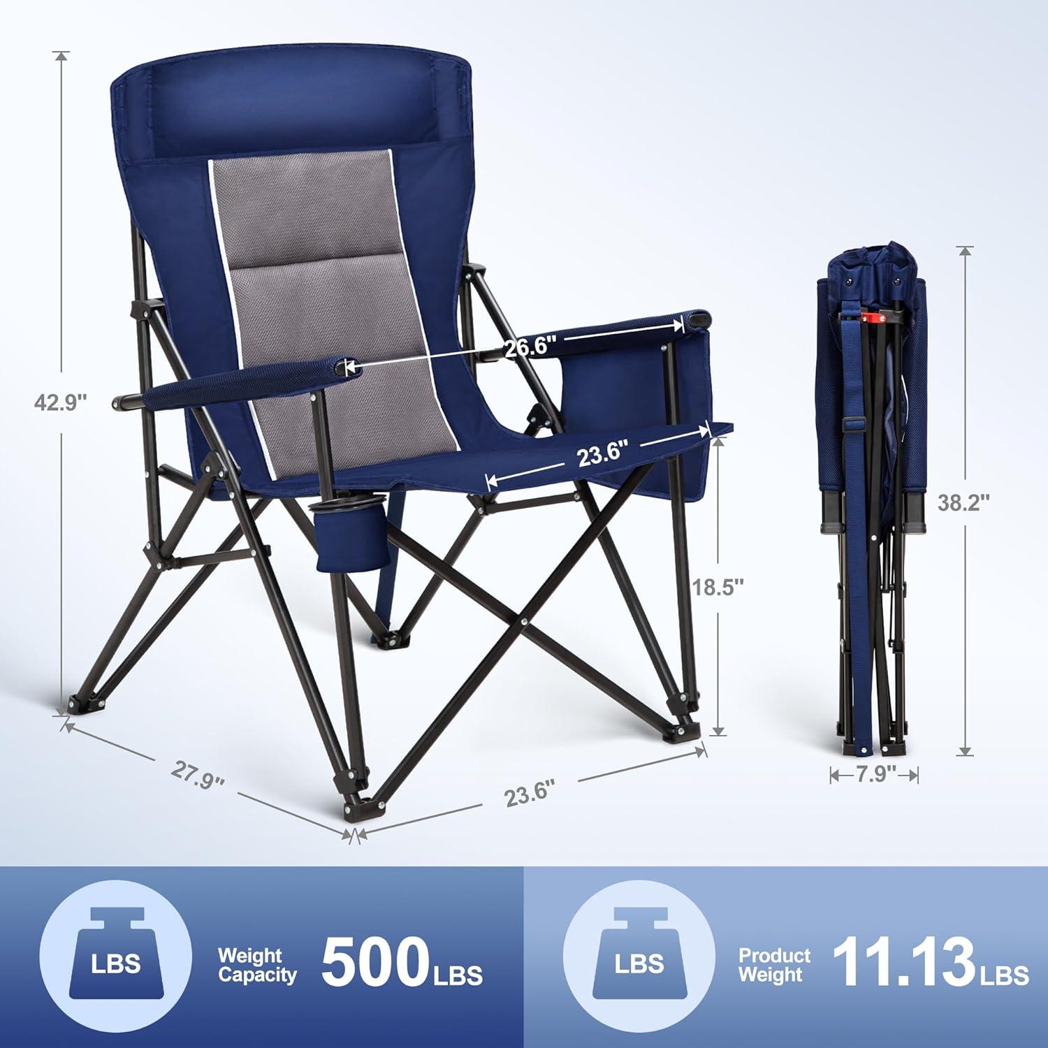 Silla de Camping LET'S CAMP Plegable Respaldo Alto 226.8 kg