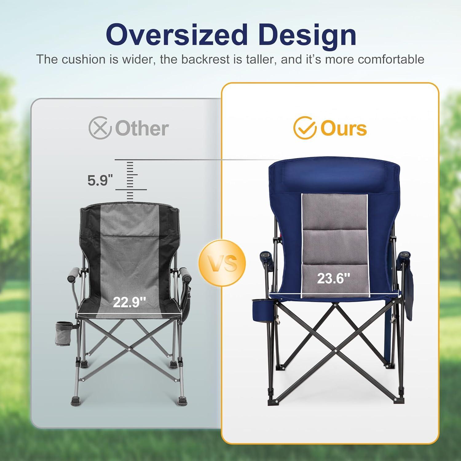 Silla de Camping LET'S CAMP Plegable Respaldo Alto 226.8 kg