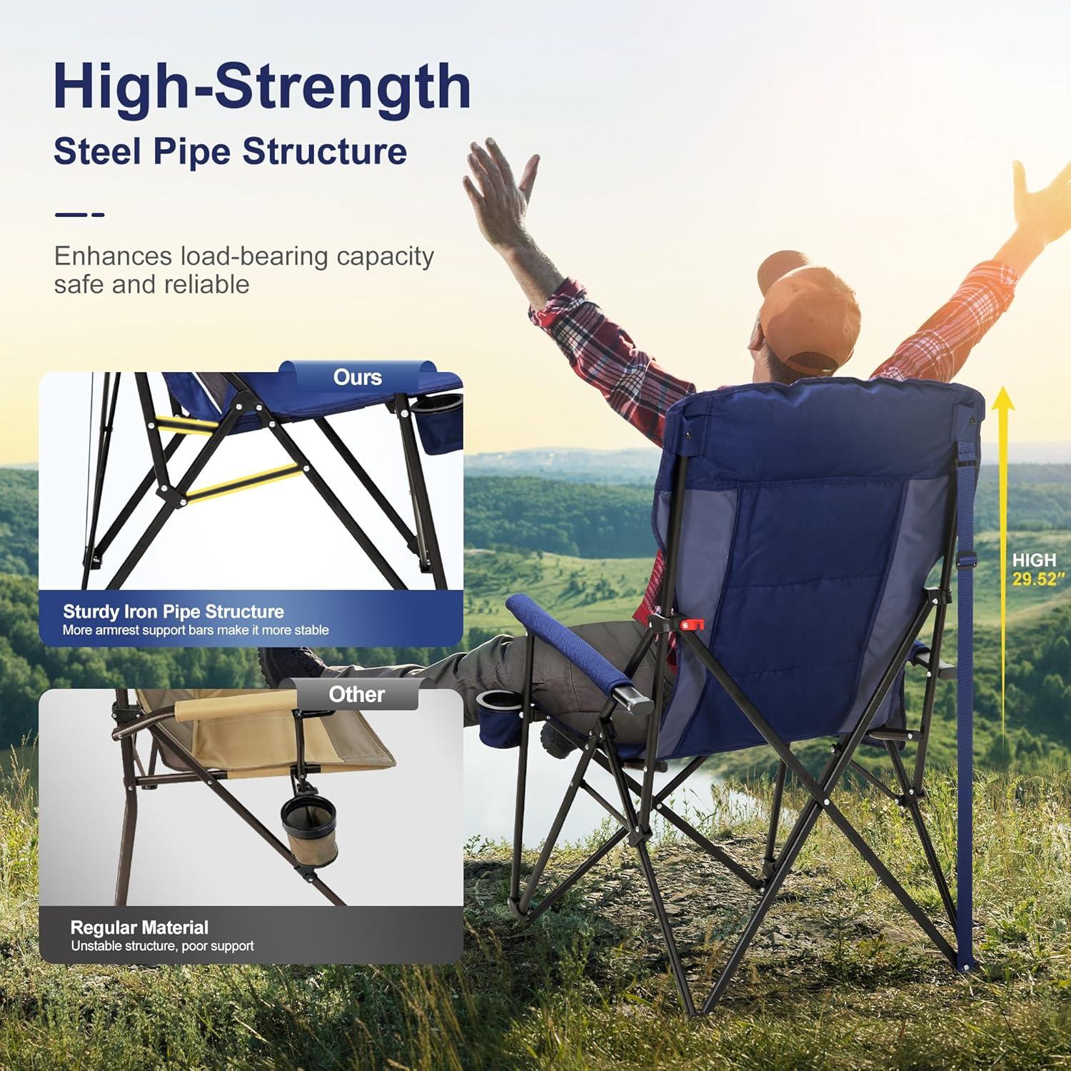 Silla de Camping LET'S CAMP Plegable Respaldo Alto 226.8 kg