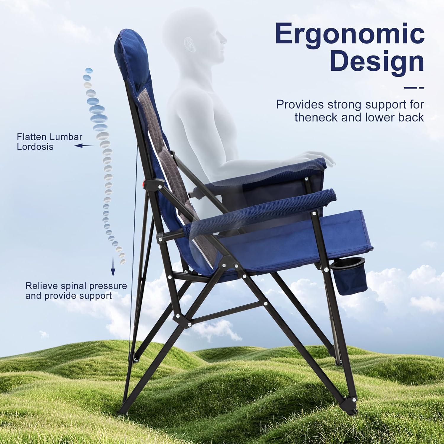 Silla de Camping LET'S CAMP Plegable Respaldo Alto 226.8 kg