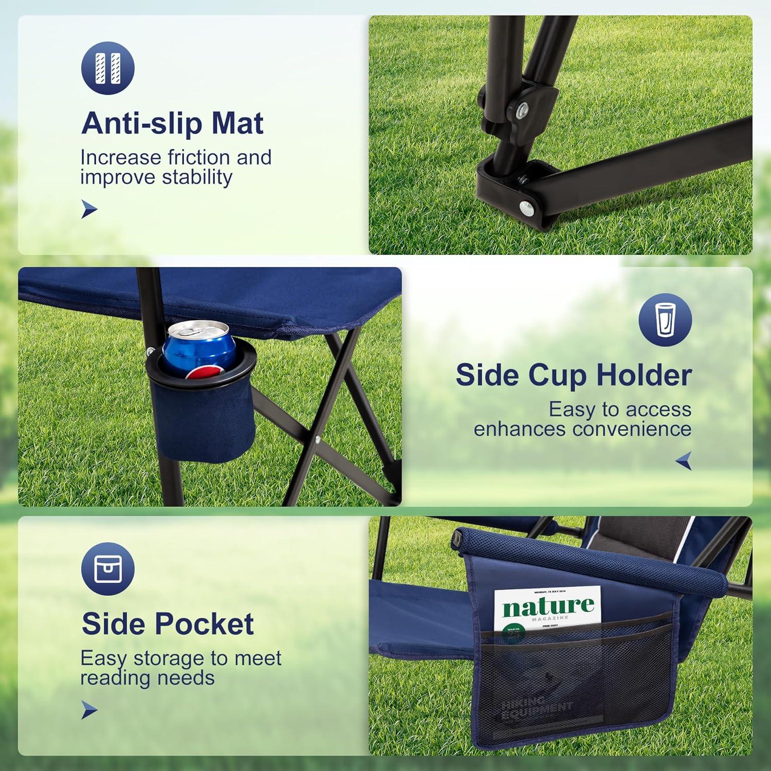 Silla de Camping LET'S CAMP Plegable Respaldo Alto 226.8 kg