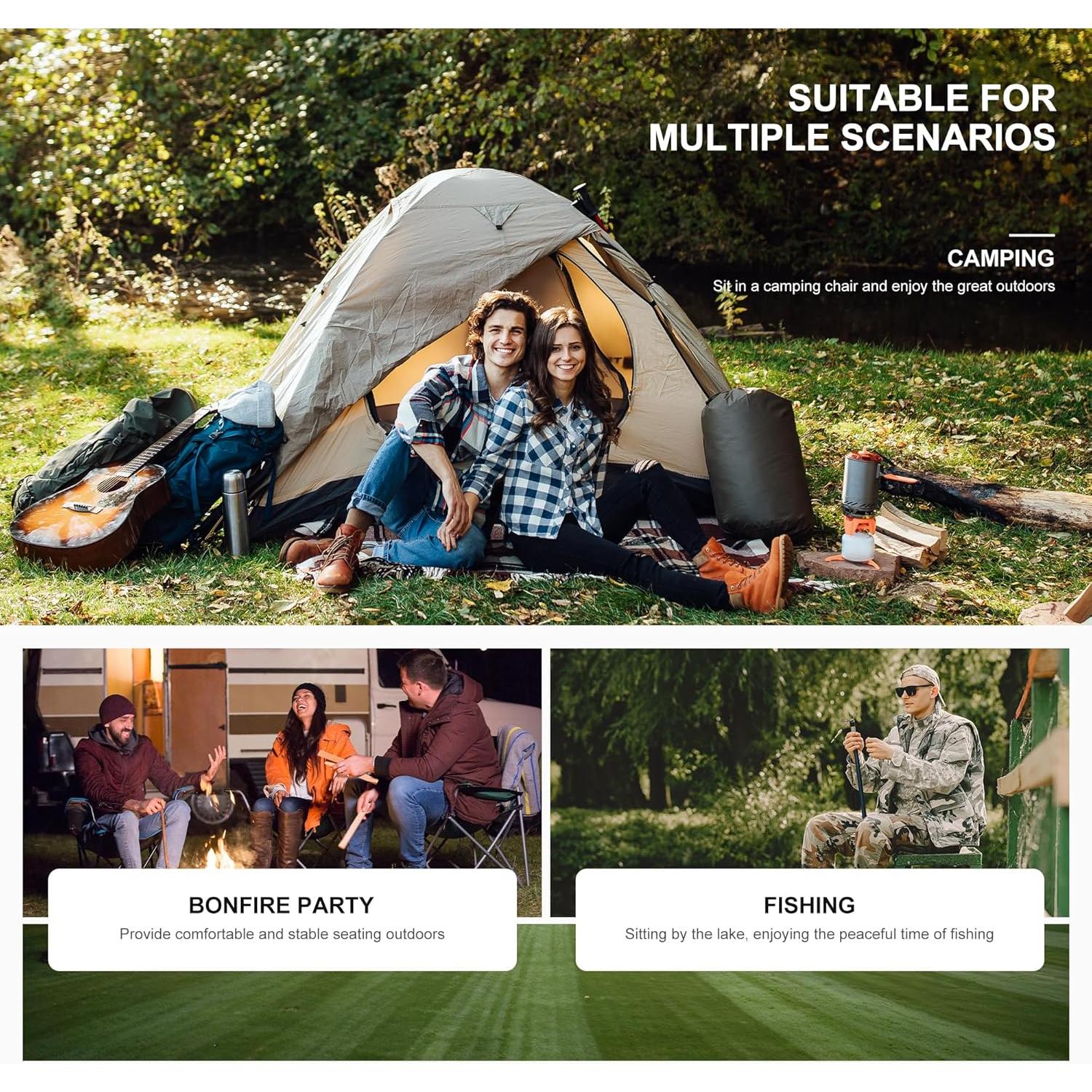 Silla de Camping LET'S CAMP Plegable Respaldo Alto 226.8 kg