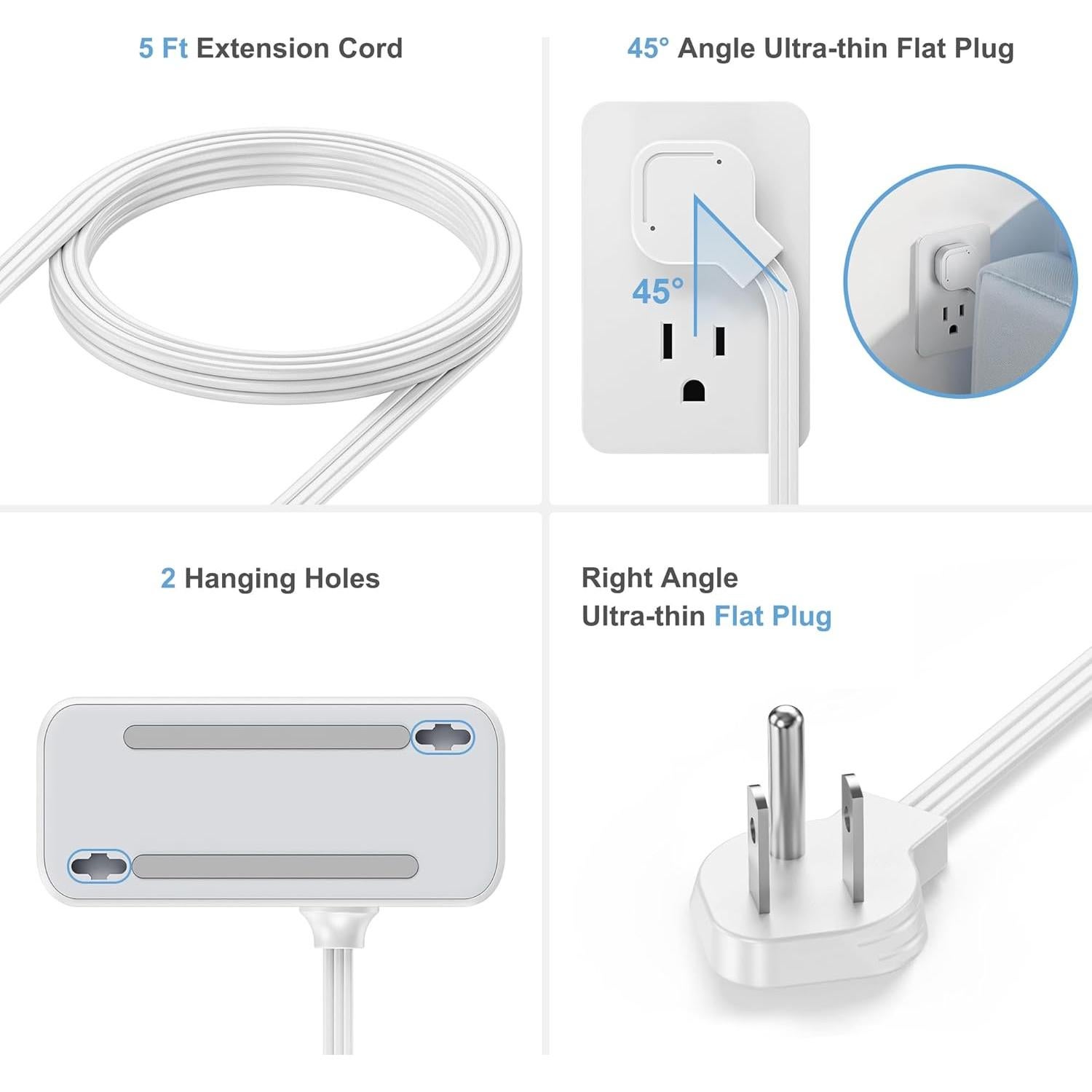 Regleta de Protección Sobretensión REALMADE 4 AC 4 USB 1.52m