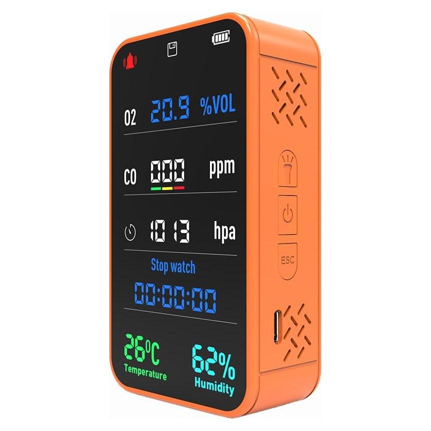 Sensor Portátil 7-en-1 Prodolita O2 CO Presión Temperatura