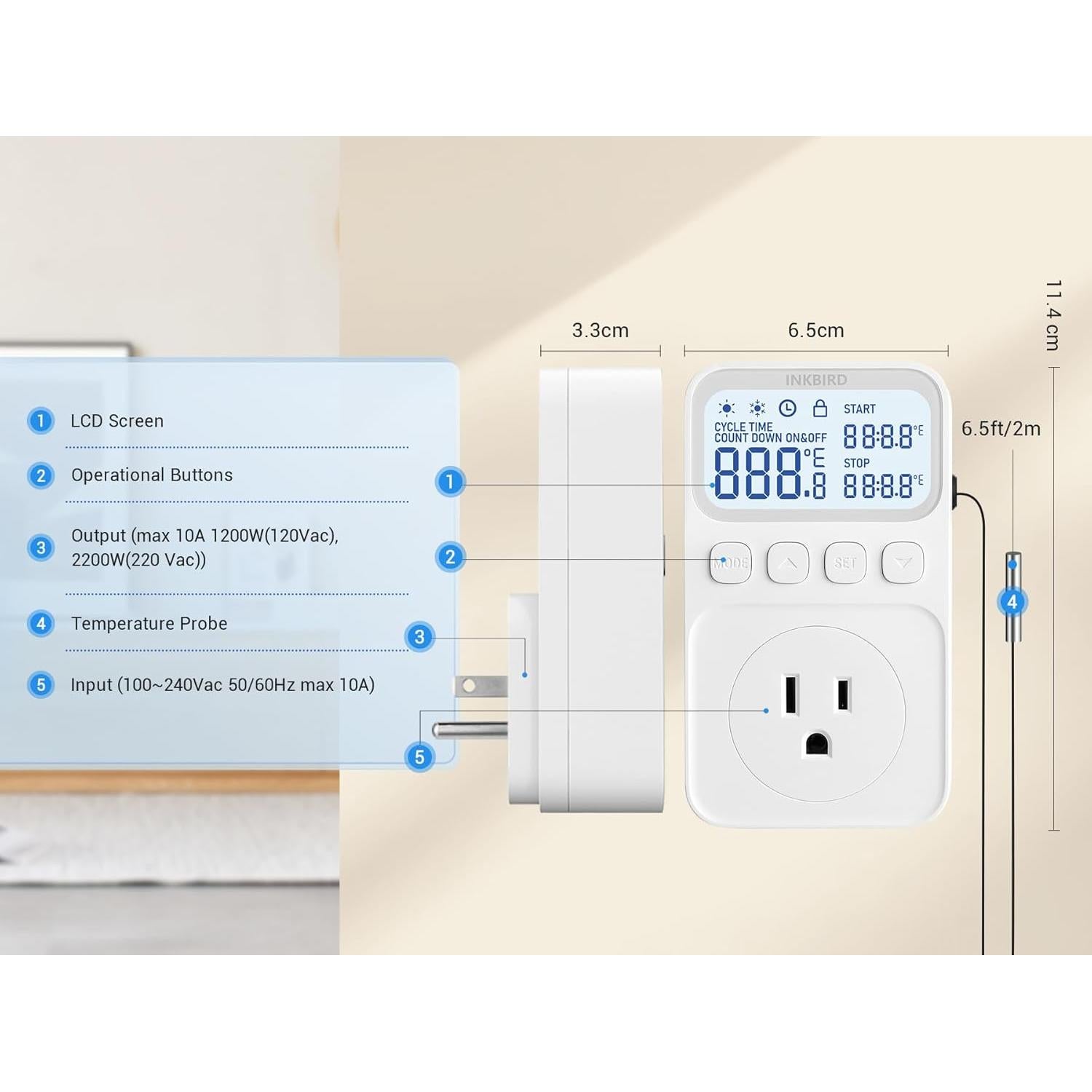 Controlador de Temperatura Digital INKBIRD C216T 1200W 10A