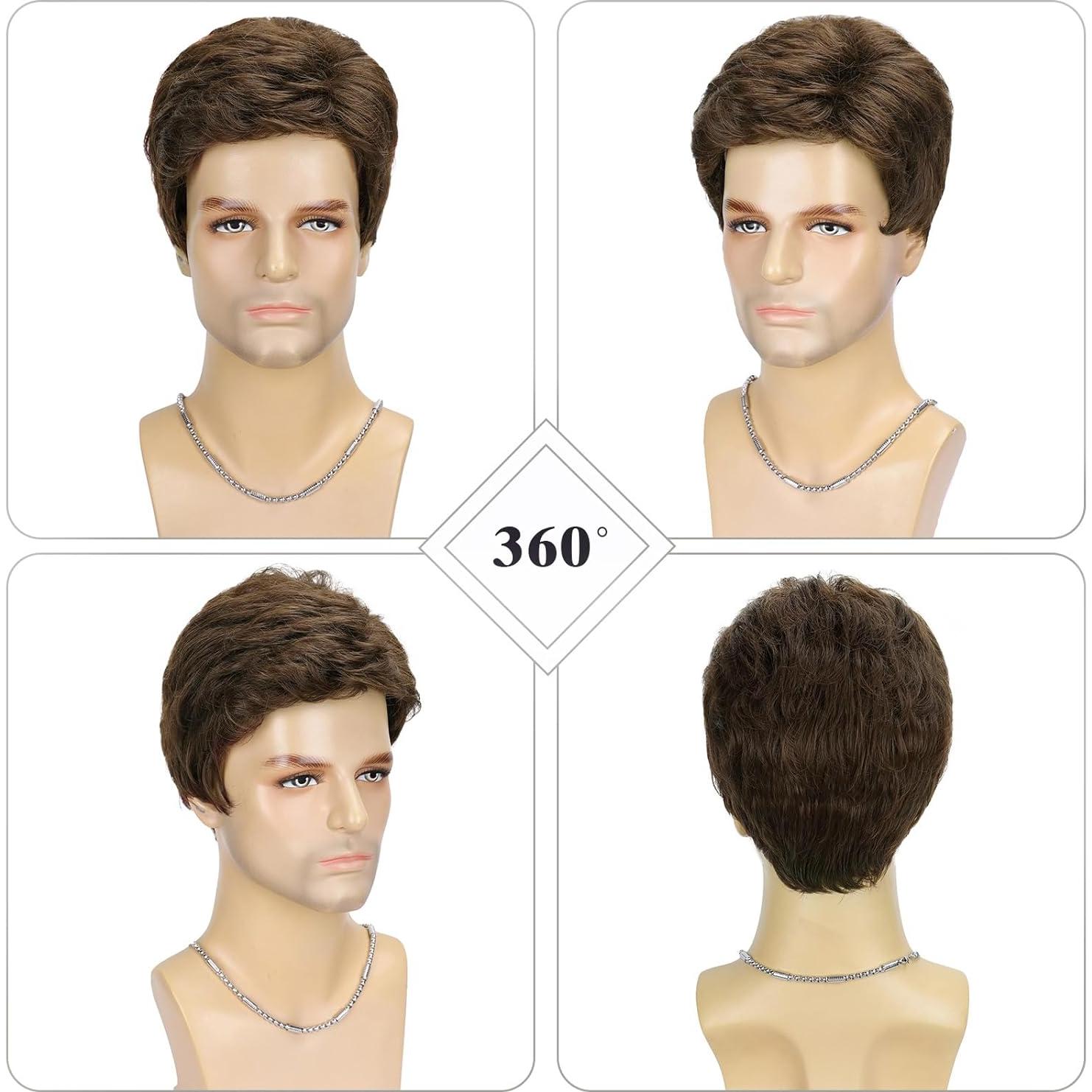 Peluca Corta Marrón DDHAIR Sintética Realista para Hombres