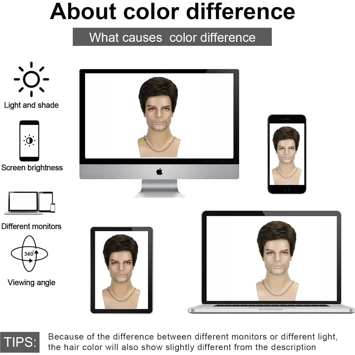 Peluca Corta Marrón DDHAIR Sintética Realista para Hombres