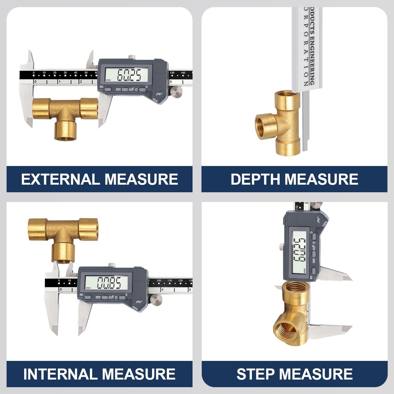 Calibrador Digital PEC Tools 150mm Acero Inoxidable IP67
