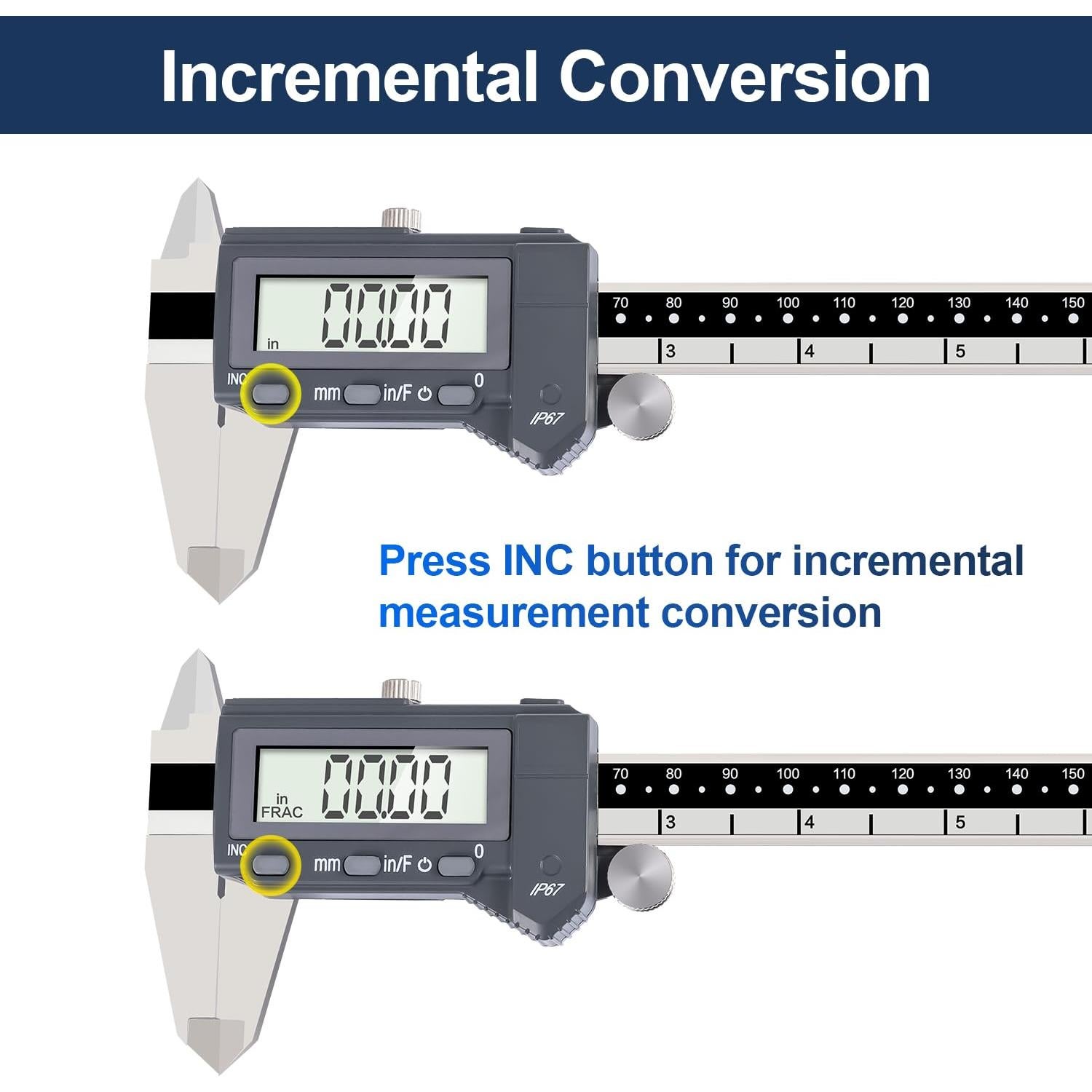 Calibrador Digital PEC Tools 150mm Acero Inoxidable IP67