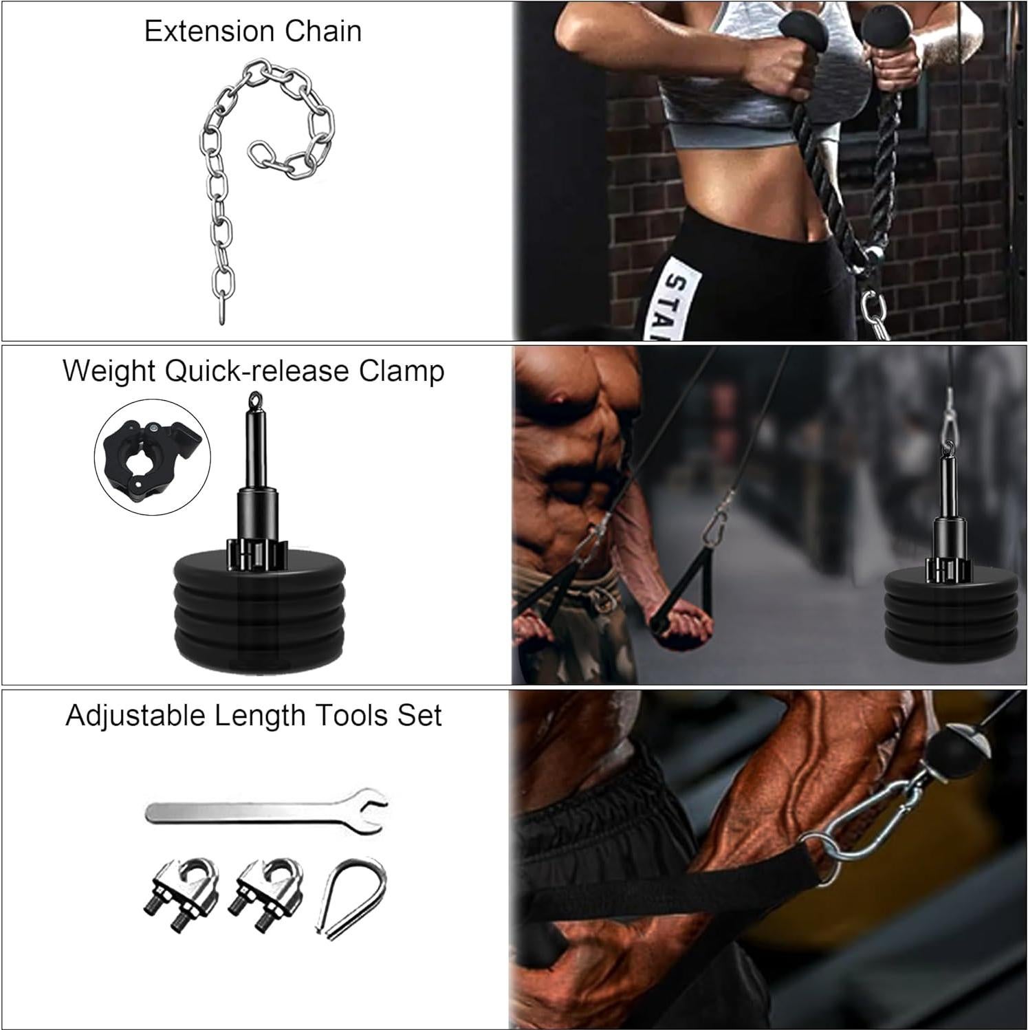 Sistema de Poleas de Cable ASIEIT 13PCS para Gimnasio en Casa