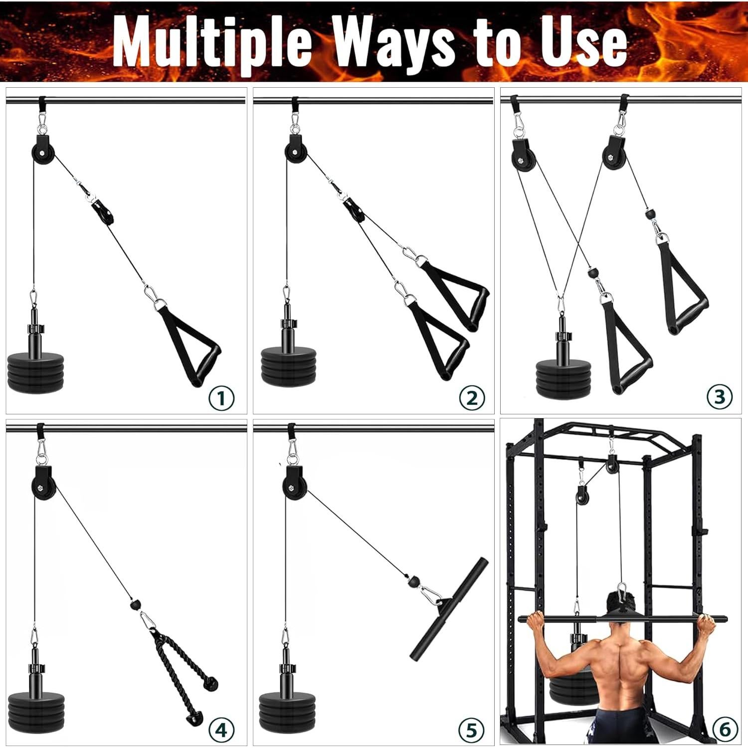 Sistema de Poleas de Cable ASIEIT 13PCS para Gimnasio en Casa