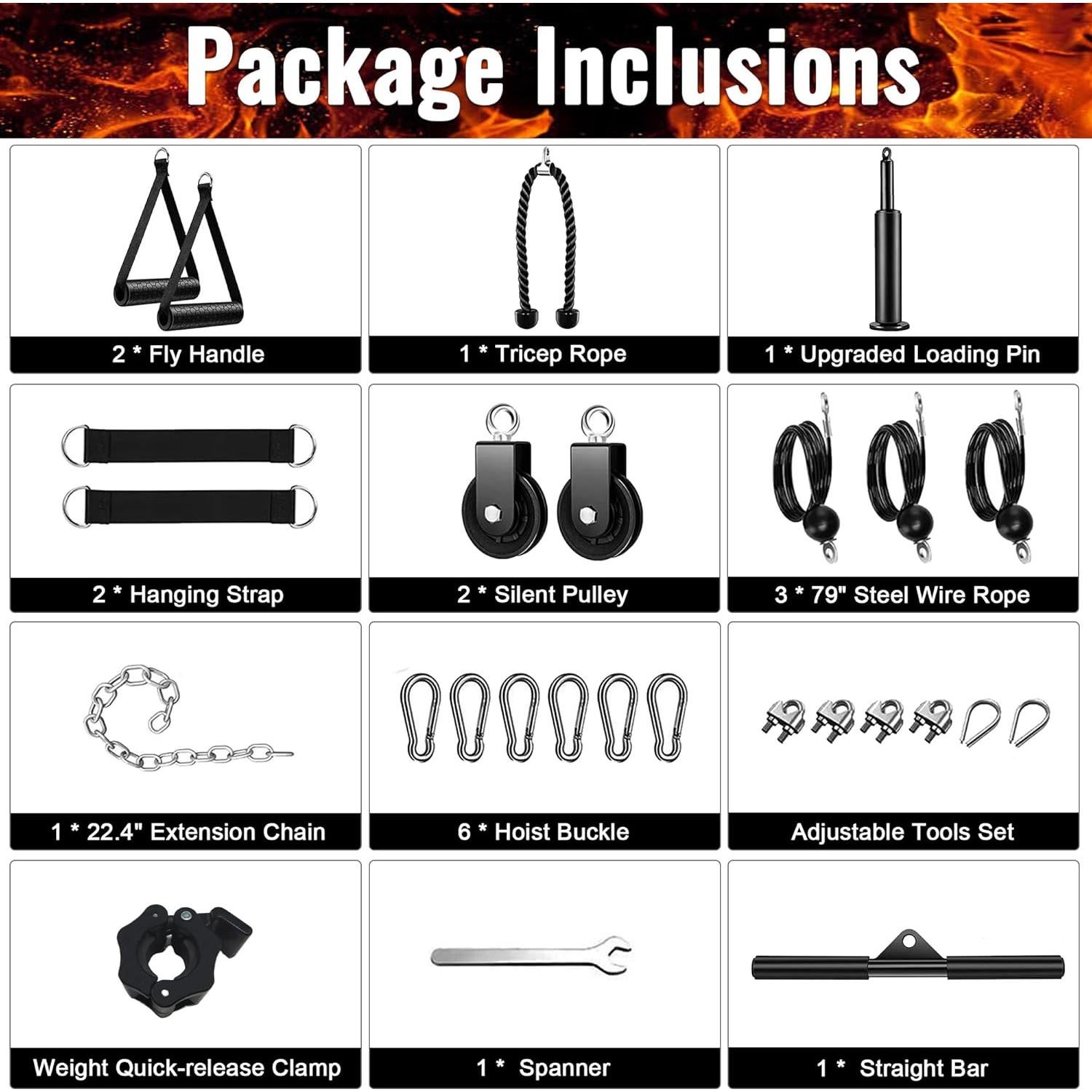 Sistema de Poleas de Cable ASIEIT 13PCS para Gimnasio en Casa