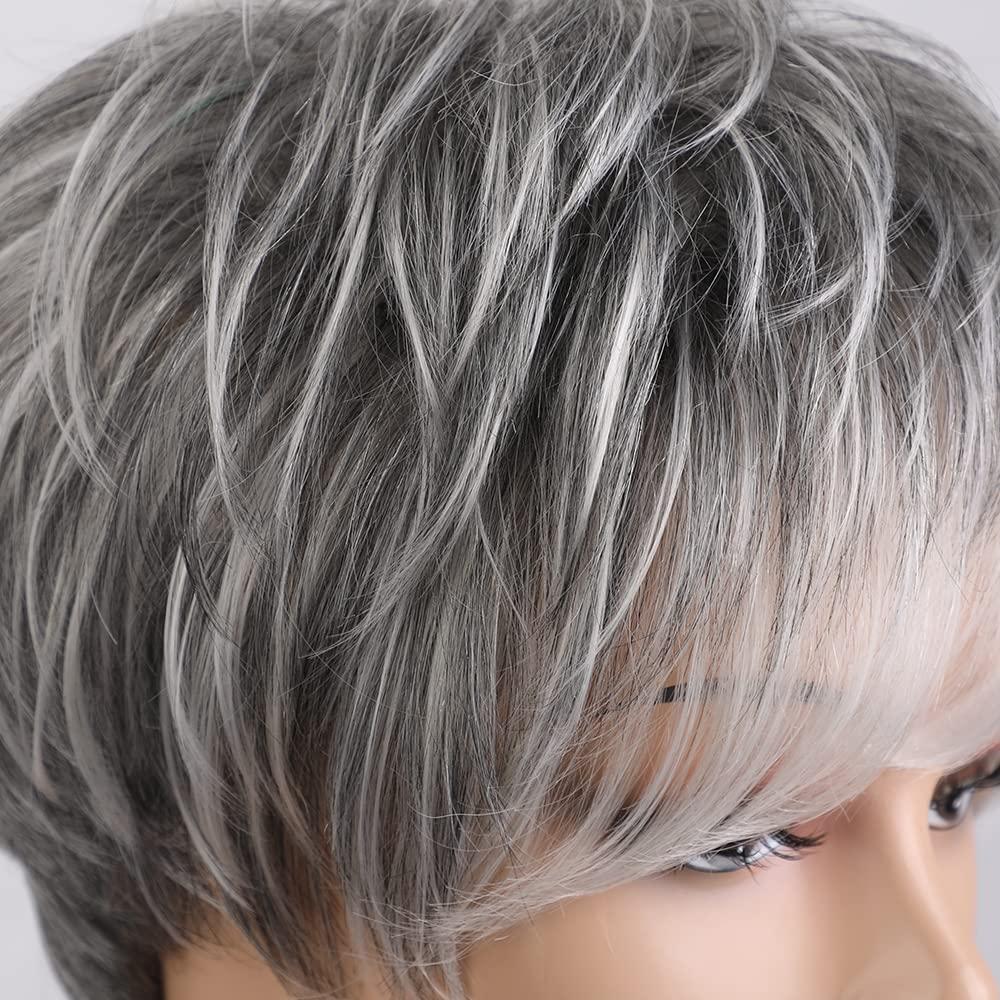 Peluca Corta Gris HAIRCUBE Corte Pixie Cabello Humano