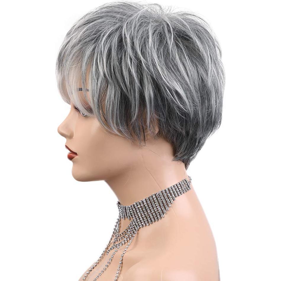 Peluca Corta Gris HAIRCUBE Corte Pixie Cabello Humano