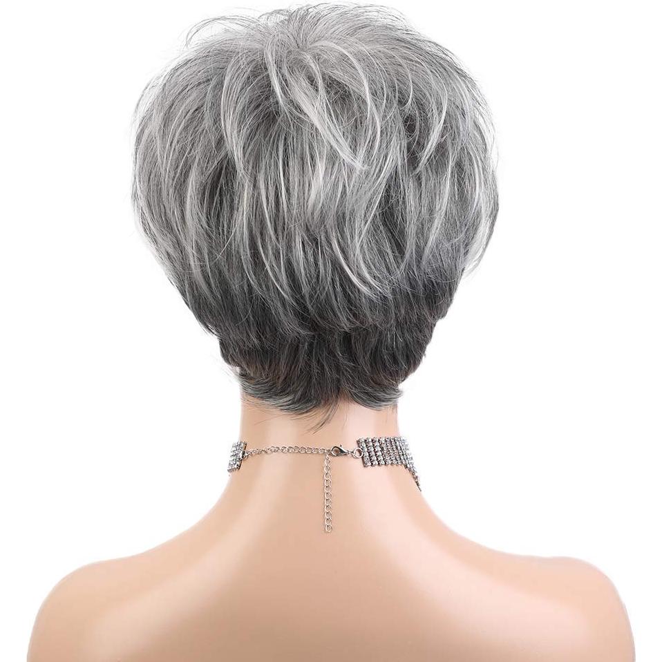 Peluca Corta Gris HAIRCUBE Corte Pixie Cabello Humano