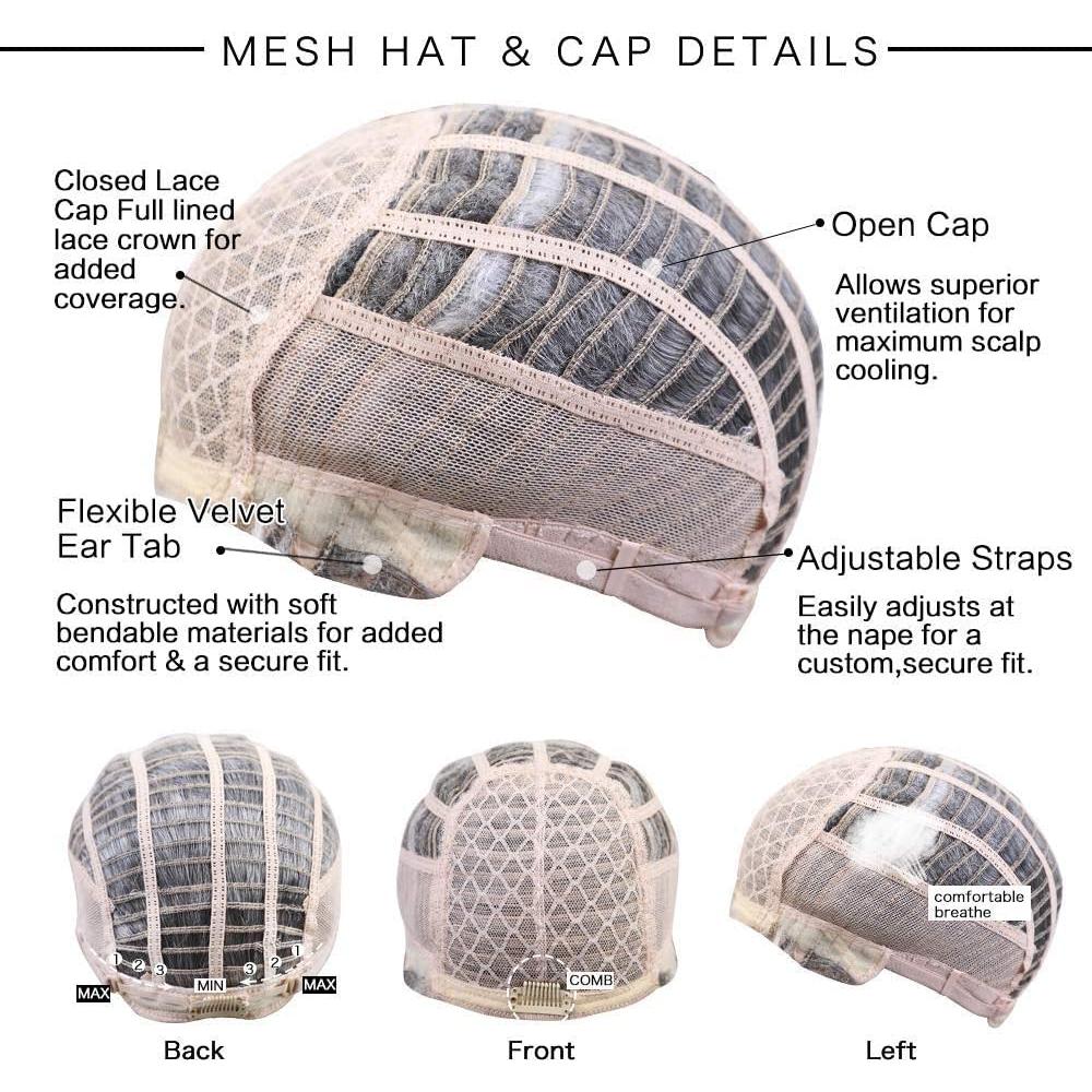 Peluca Corta Gris HAIRCUBE Corte Pixie Cabello Humano