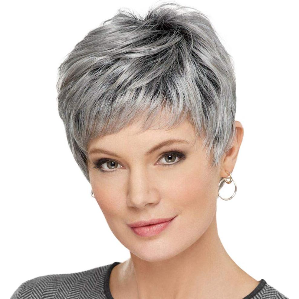 Peluca Corta Gris HAIRCUBE Corte Pixie Cabello Humano