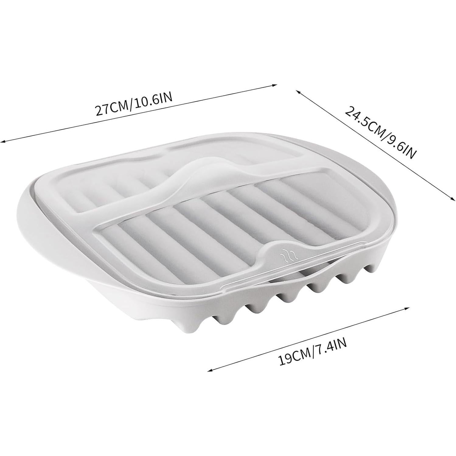 Bandeja para Bacon en Microondas Newkaijian con Tapa Antisalpicaduras