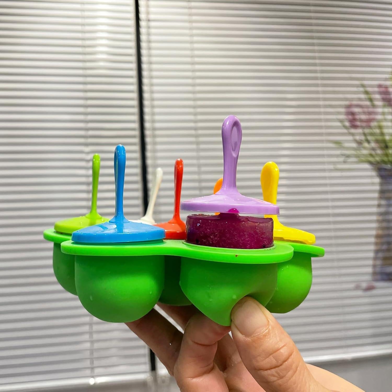 Moldes de Paletas de Silicona TEIBVG 7 Cavidades Verde