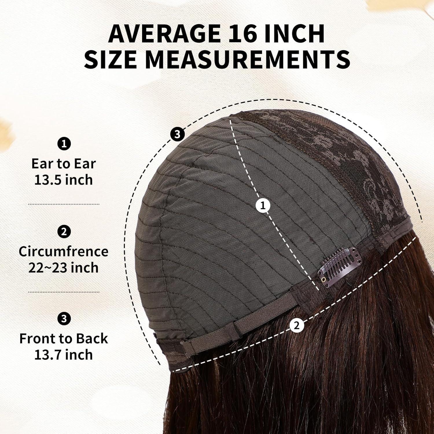 Peluca KKU de Cabello Humano Ombre Rubia 40 cm con Flequillo