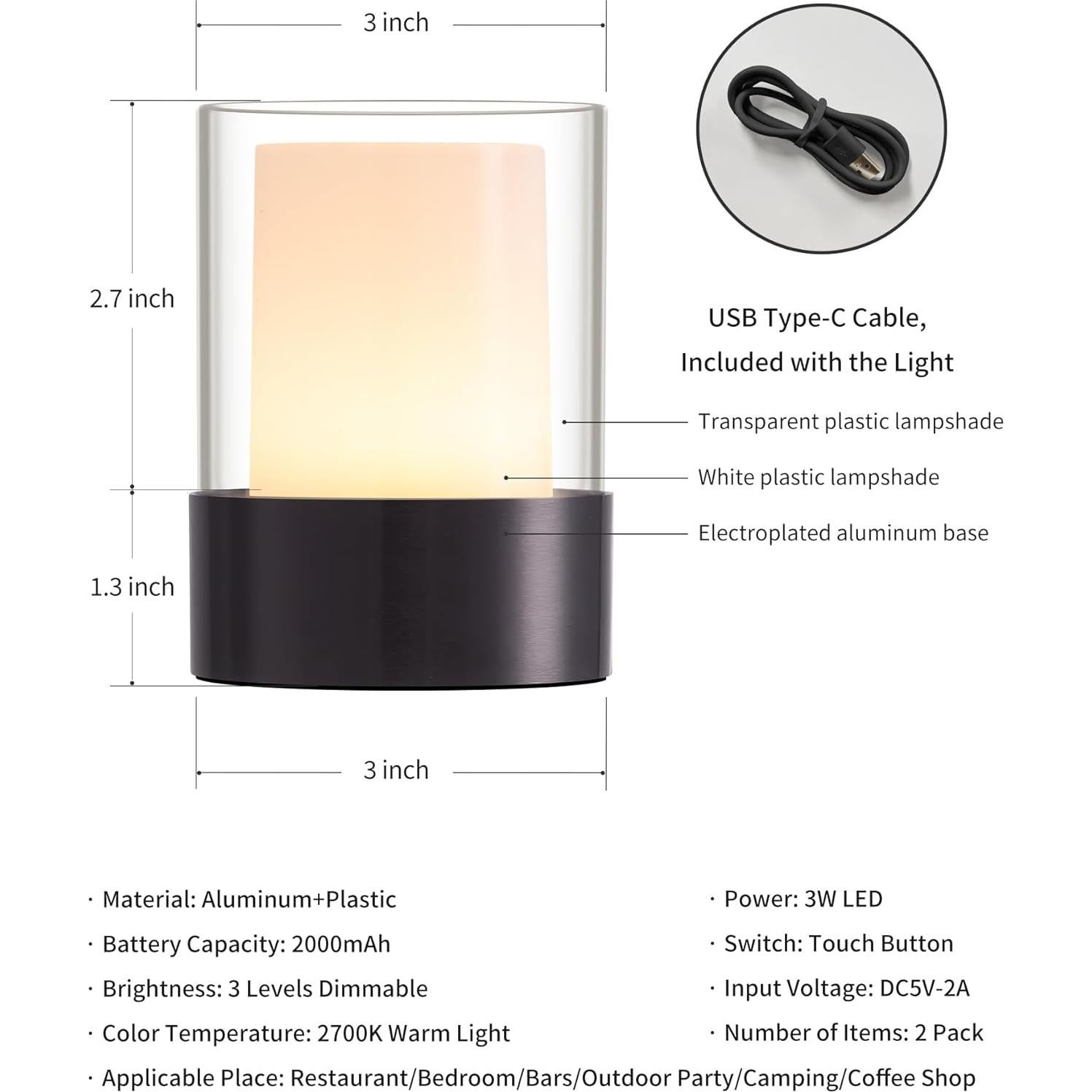 Lámpara de Mesa LED Inalámbrica NEWSEE 10.5cm 3 Brillos