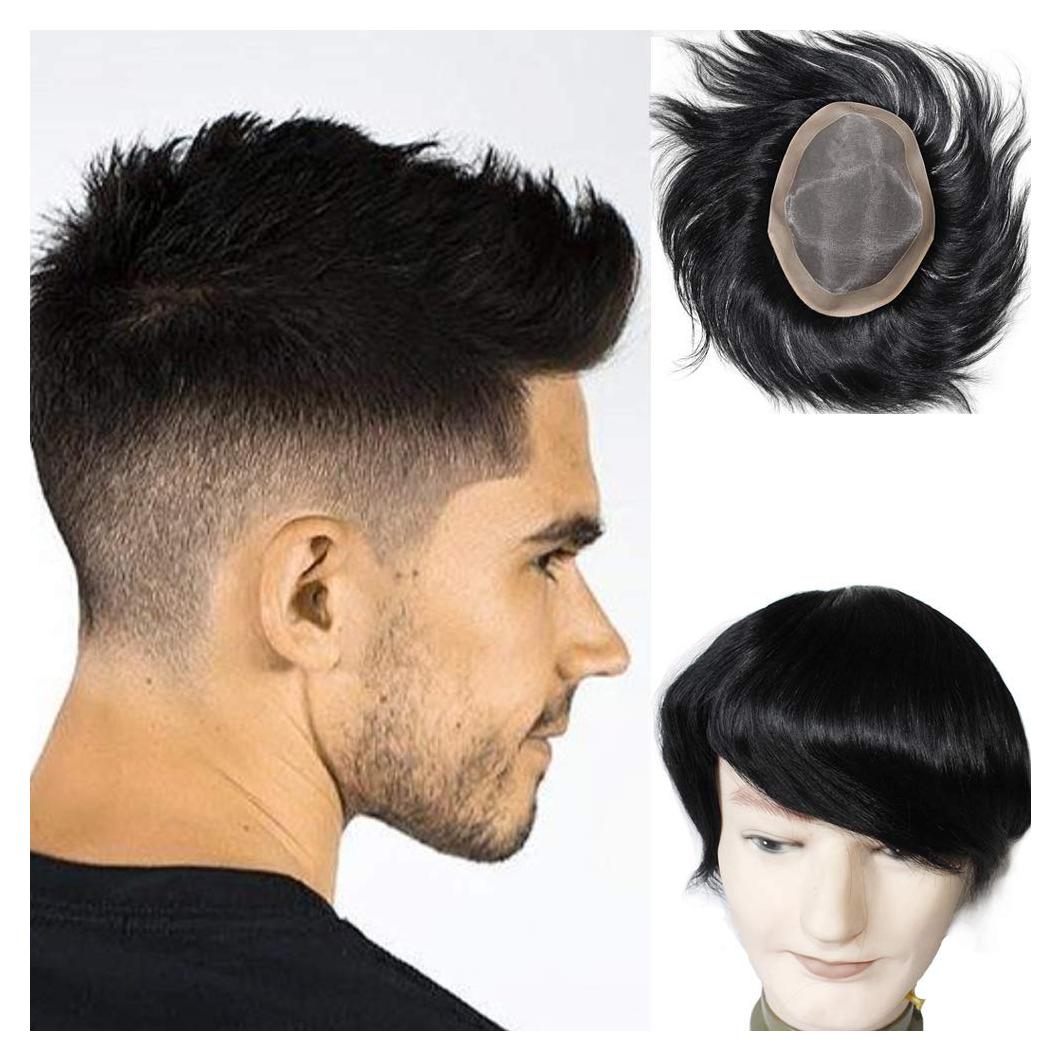 Toupee para hombres Rizhao 7x9 cm color negro azabache