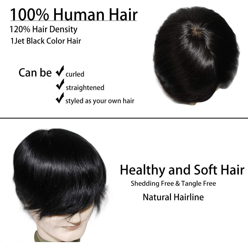 Toupee para hombres Rizhao 7x9 cm color negro azabache