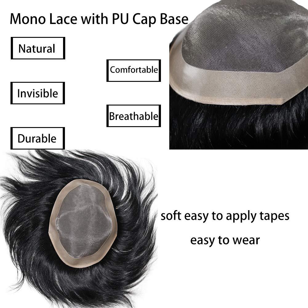 Toupee para hombres Rizhao 7x9 cm color negro azabache