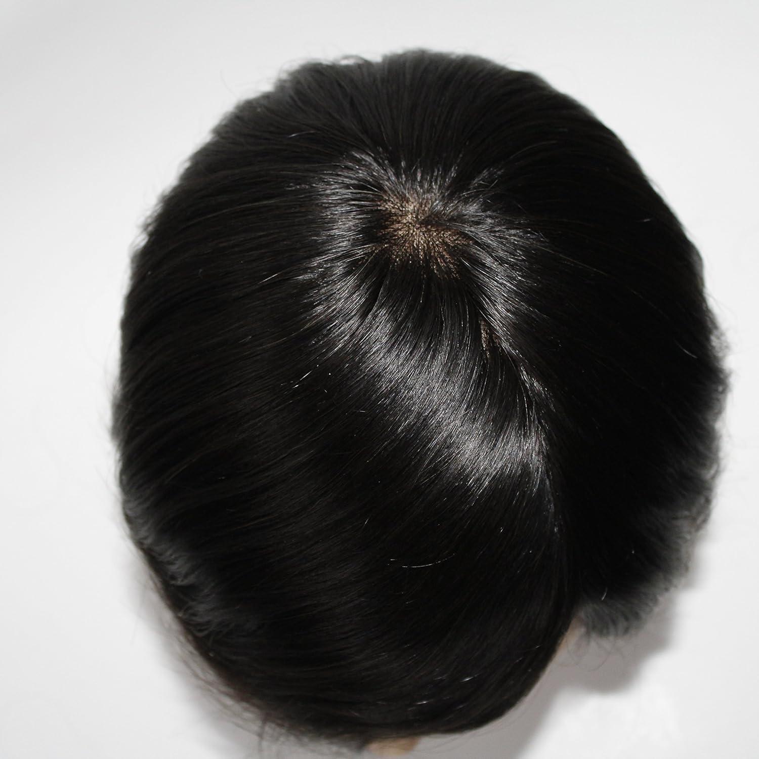 Toupee para hombres Rizhao 7x9 cm color negro azabache