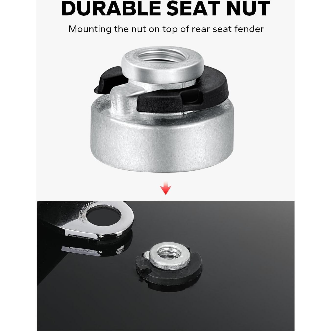 Cubierta de Tuerca de Tornillo de Asiento Trasero Amazicha Negro 1/4"-20 para Harley Davidson