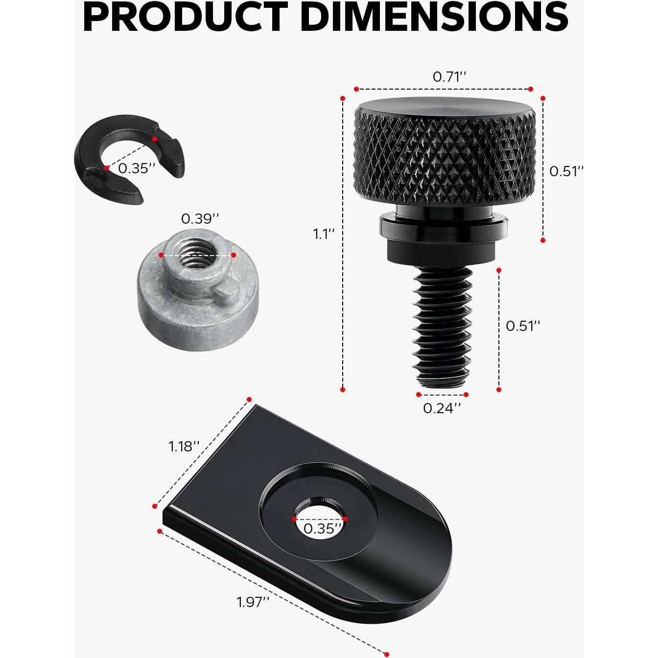 Cubierta de Tuerca de Tornillo de Asiento Trasero Amazicha Negro 1/4"-20 para Harley Davidson