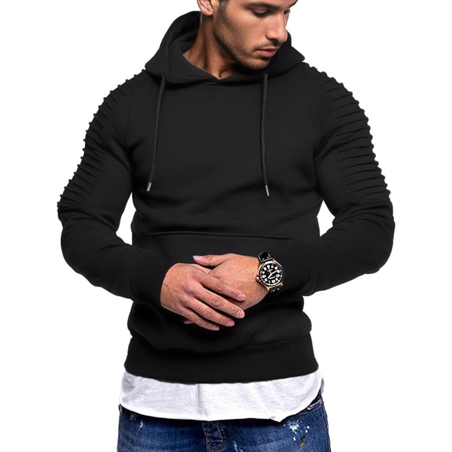 Sudadera con Capucha COOFANDY para Hombre - Casual, Negra, Mediana