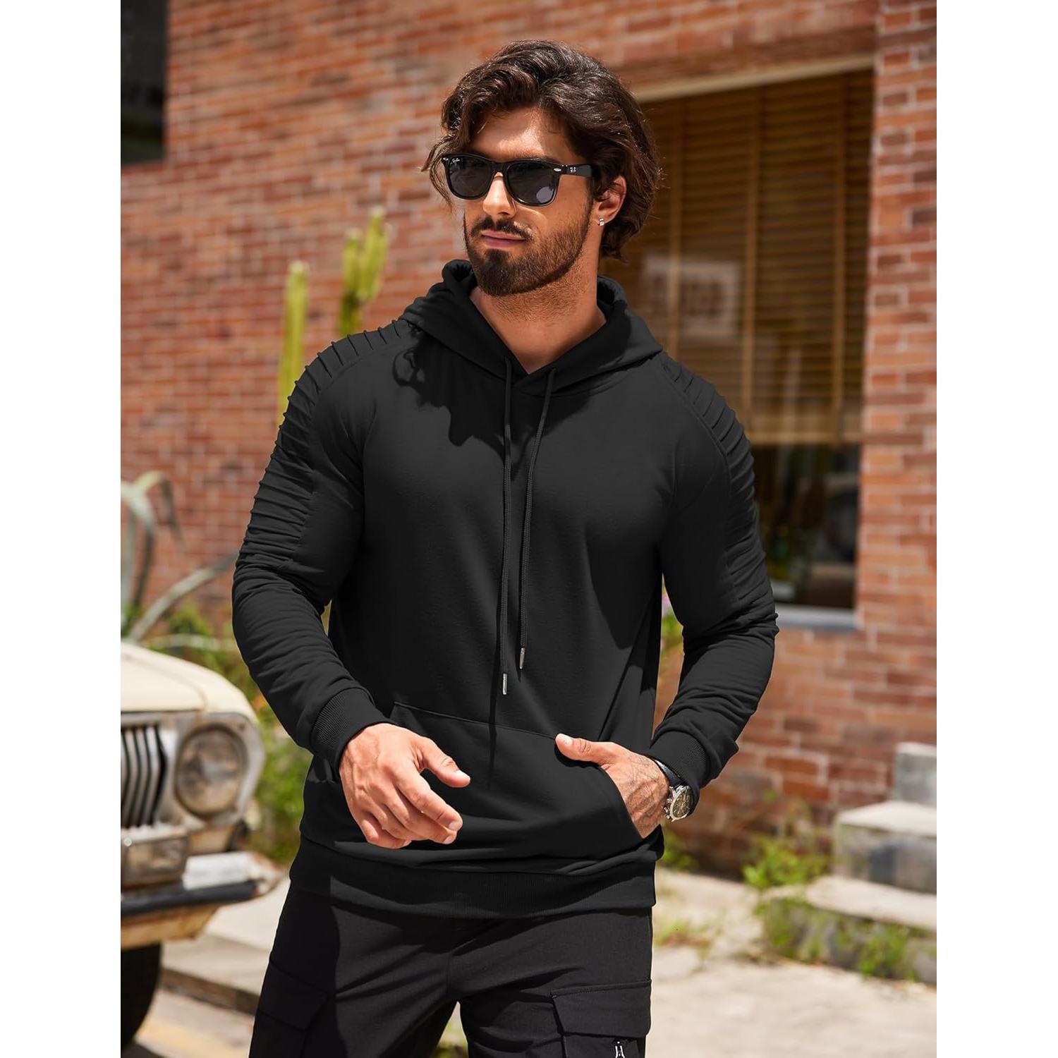 Sudadera con Capucha COOFANDY para Hombre - Casual, Negra, Mediana