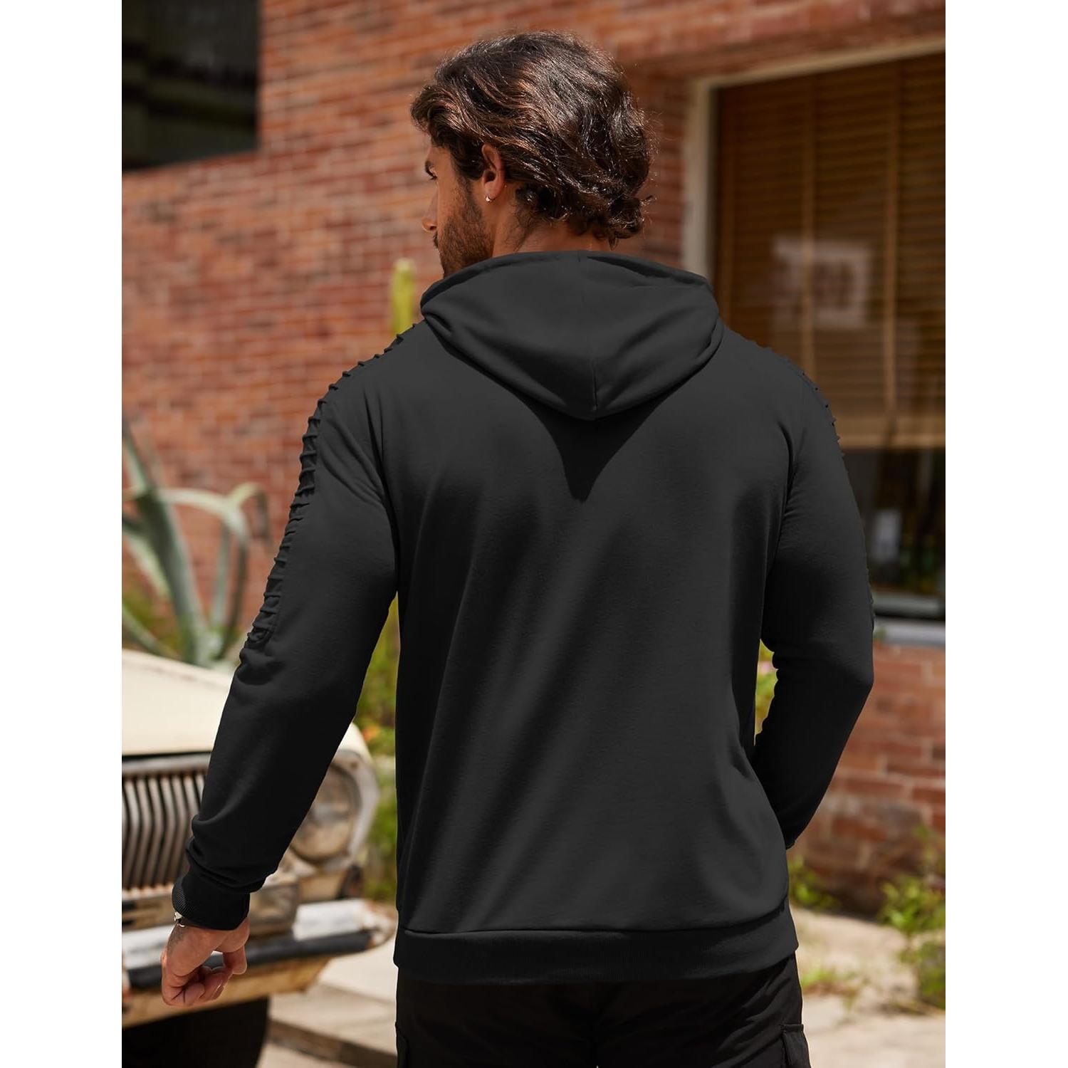 Sudadera con Capucha COOFANDY para Hombre - Casual, Negra, Mediana