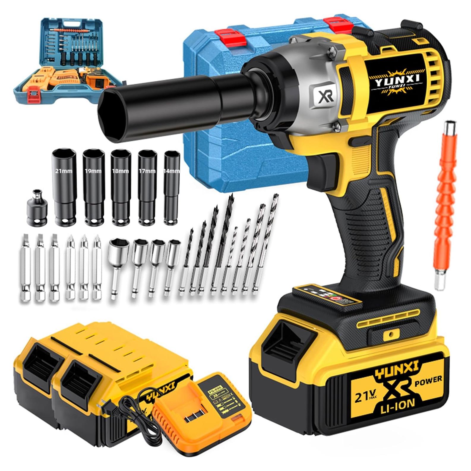 Juego de llave de impacto inalámbrica 21V Genérico con 2 baterías