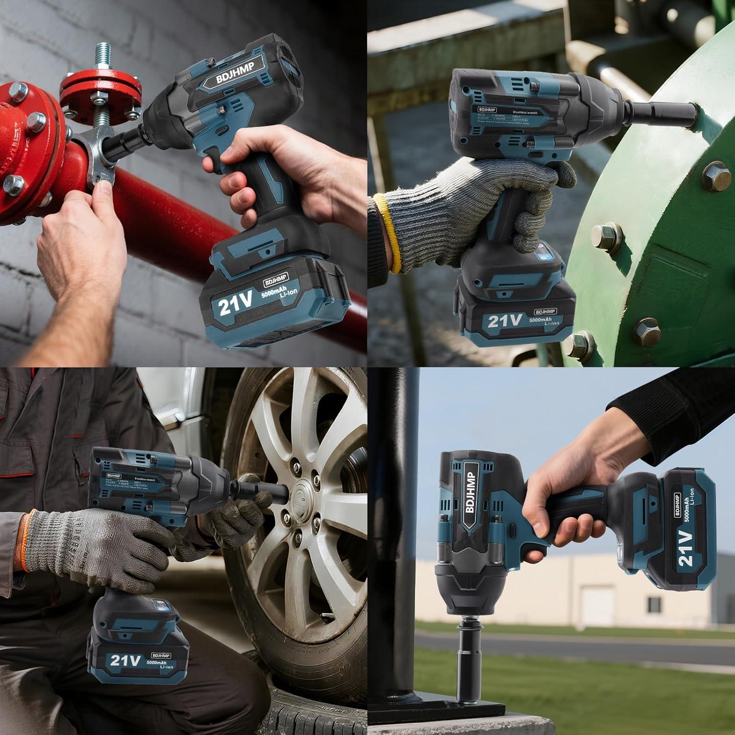 Llave de impacto inalámbrica BDJHMP 1500 N.m 21V 3000 RPM