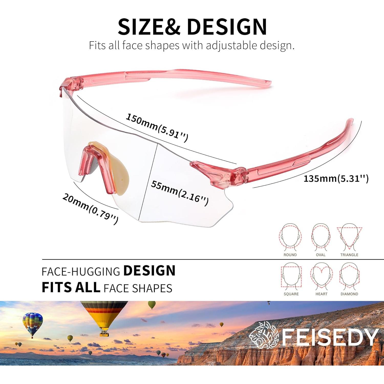 Gafas de Ciclismo Fotoquímicas FEISEDY Unisex UV B0310