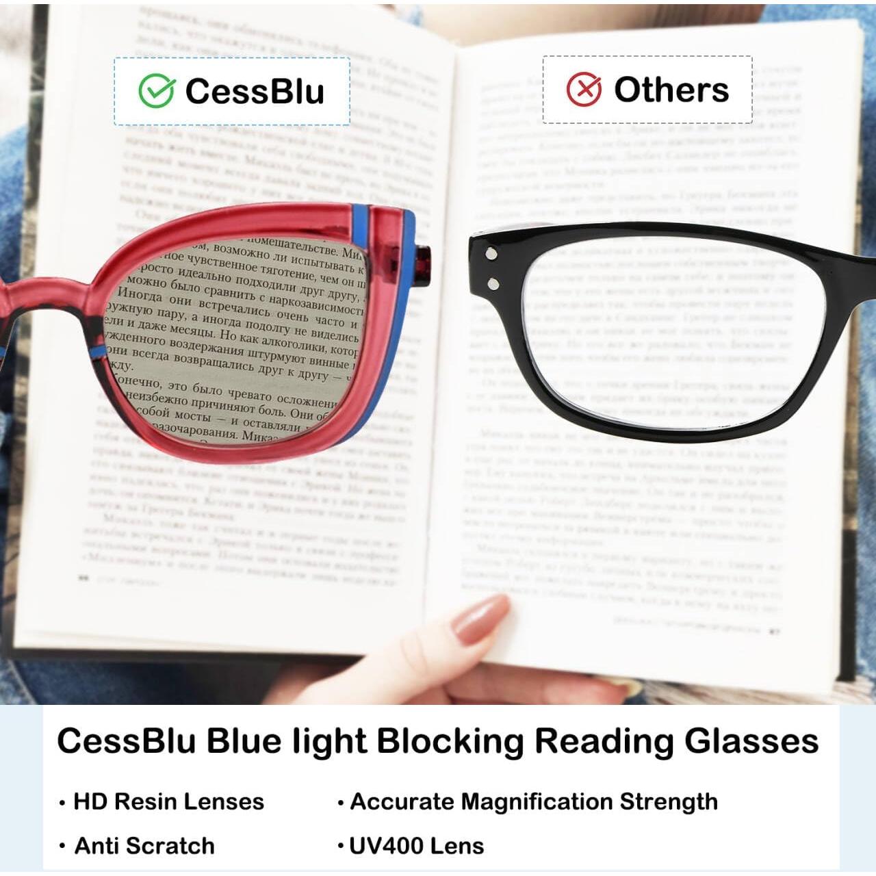 CessBlu Gafas de Lectura Coloridas UV400 Bloqueo Luz Azul 10 Pcs