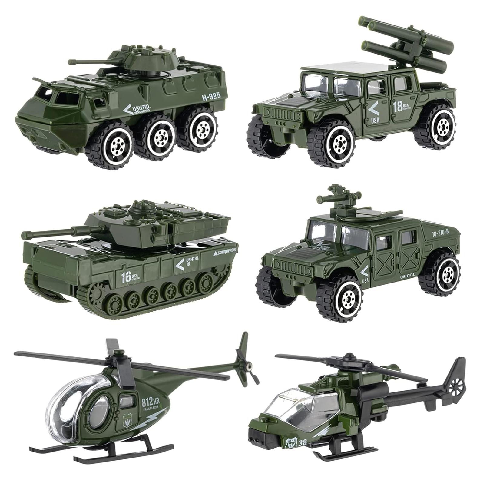 Vehículos Militares Diecast Shellvcase Paquete 6 Juguetes